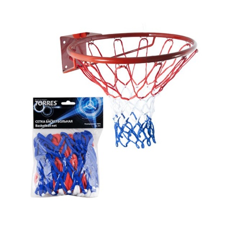 Купить Сетка баскетбольная Torres, нить 4 мм, бело-сине-красная в Сатке 